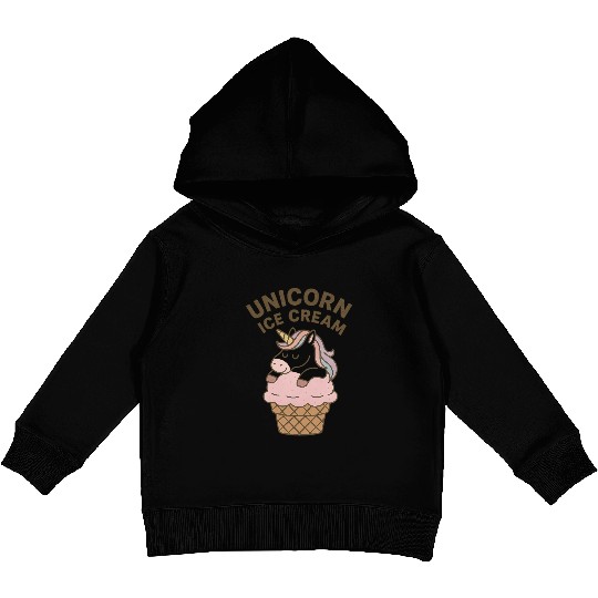 Unicorn Ice Cream Illustration Kids Pullover Hoodies