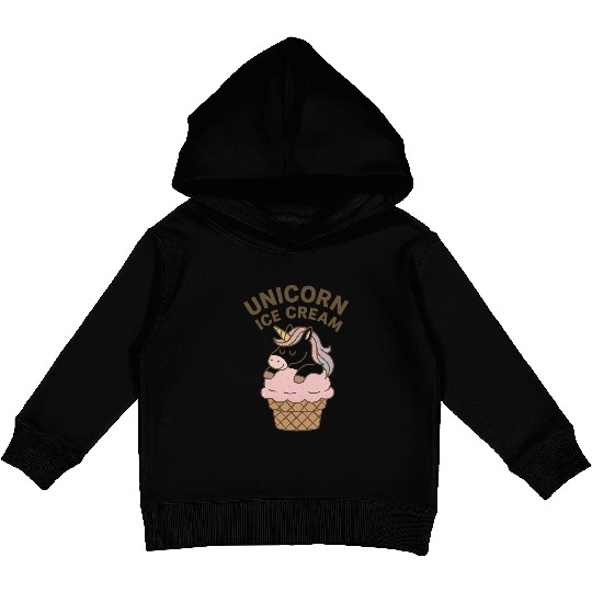 Unicorn Ice Cream Illustration Kids Pullover Hoodies