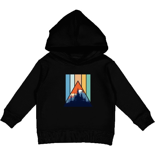 Geometric Mountain Forest Sunset Kids Pullover Hoodies