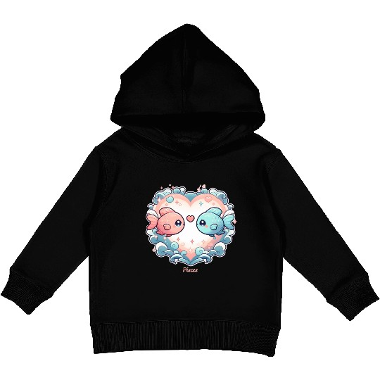 Celestial Pisces Love Heart Illustration Kids Pullover Hoodies