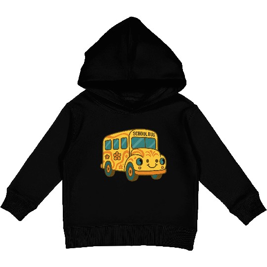 Cute Yellow School Bus Back to School Fun Kids Pullover Hoodies