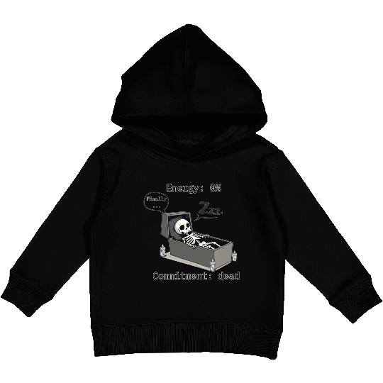Sleepy Energy 0% – Funny Skeleton Coffin Meme Kids Pullover Hoodies