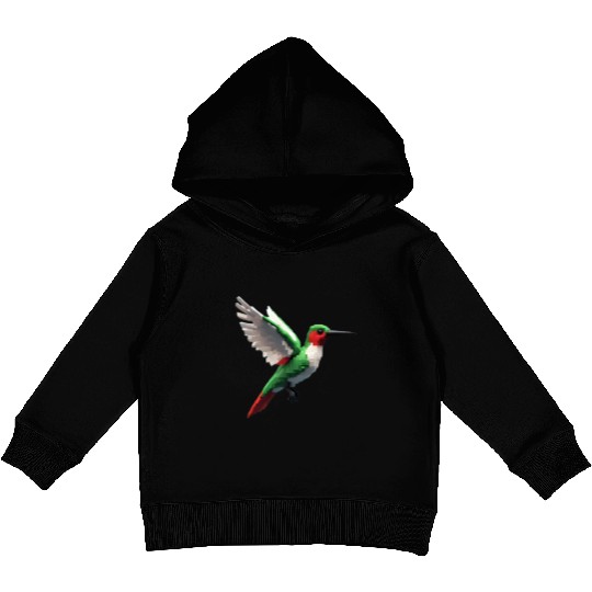 Pixelated Red & Green hummingbird Kids Pullover Hoodies