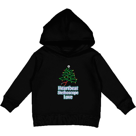 Festive Christmas Tree Heartbeat Design Kids Pullover Hoodies