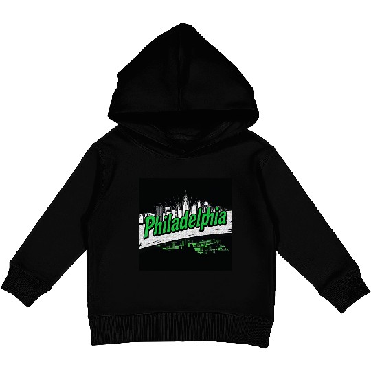 Philadelphia Skyline Neon Design Kids Pullover Hoodies