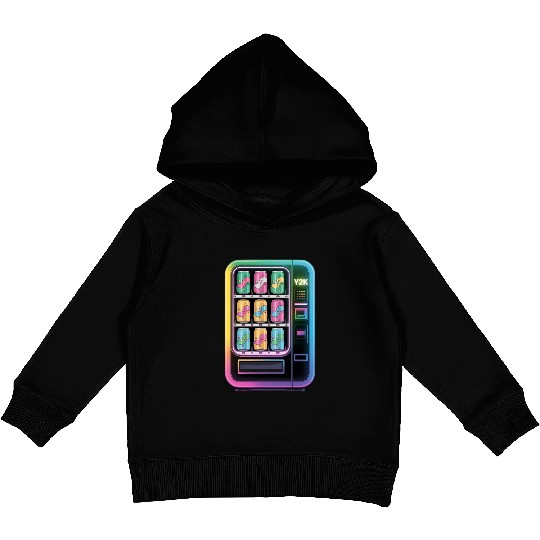 Y2K Cyber Vending Machine with Iridescent Drinks Kids Pullover Hoodies