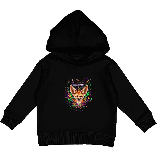 Halloween Fox with Psychedelic Fireworks Kids Pullover Hoodies