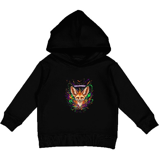 Halloween Fox with Psychedelic Fireworks Kids Pullover Hoodies