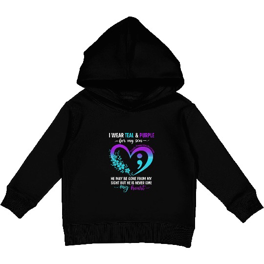 I Wear Teal & Purple for My Son Suicide Prevention Kids Pullover Hoodies