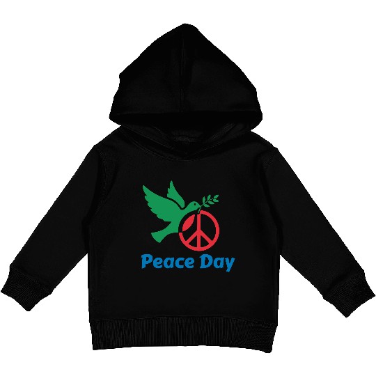 Peace Day Dove with Olive Branch Kids Pullover Hoodies