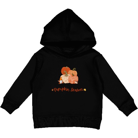 Autumn Pumpkin Harvest Illustration Kids Pullover Hoodies