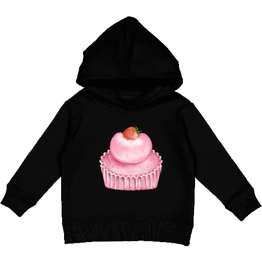 Strawberry Pink Pastry Design Kids Pullover Hoodies