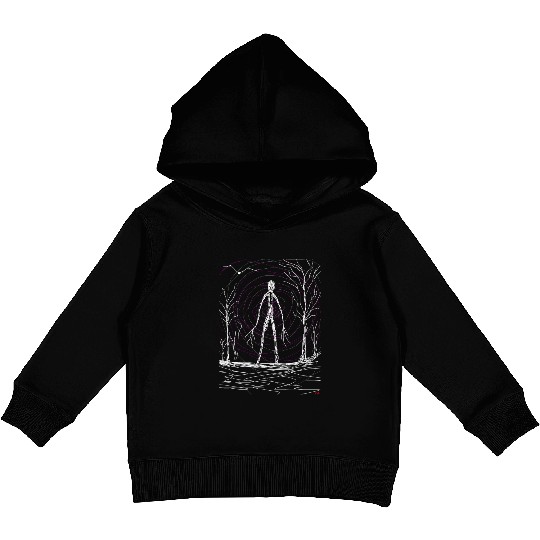creepy slender man Kids Pullover Hoodies