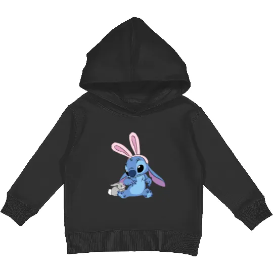 Disney Stitch with Easter Bunny Easter Eggs Happy Easter Unisex Kids Pullover Hoodies