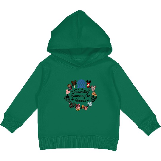 Snacking Around the World Kids Pullover Hoodies, Disney Snacks Kids Pullover Hoodies, Magic Kingdom Snacking Kids Pullover Hoodies
