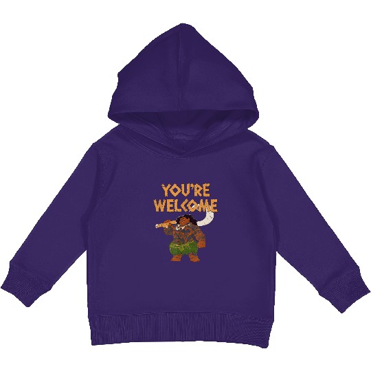 Disneys Moana Maui Confident Pose You're Welcome Retro Logo Kids Pullover Hoodies