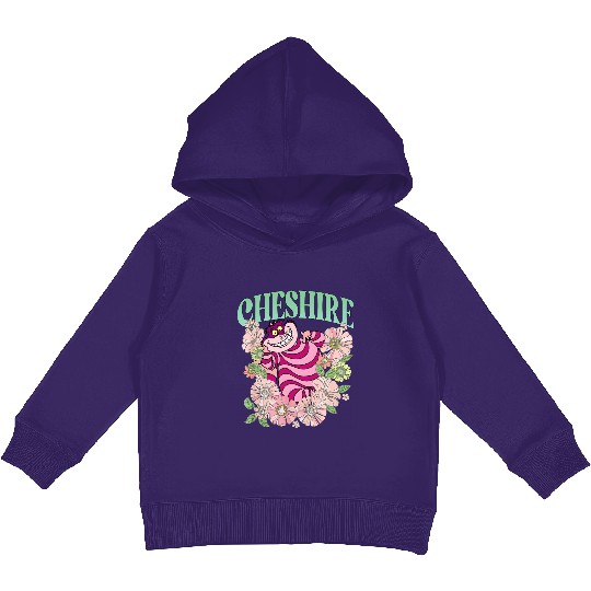 Retro Cheshire Cat Floral Kids Pullover Hoodies, Alice In Wonderland Kids Pullover Hoodies, Disney Cats Kids Pullover Hoodies