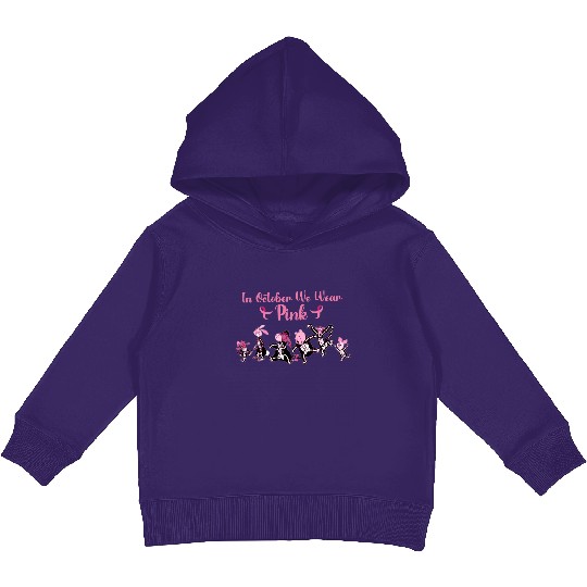 Winnie The Pooh In October We Wear Pink Kids Pullover Hoodies, Disney Pooh Breast Cancer Warrior Kids Pullover Hoodies