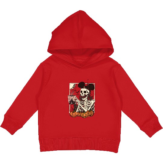 Vintage Disney Skeleton  Color Kids Pullover Hoodies, Mickey Skeleton Coffee Kids Pullover Hoodies