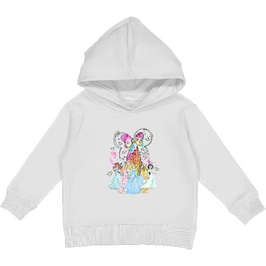 Disney Princess Comfort Color Kids Pullover Hoodies, Disney Watercolor Castle