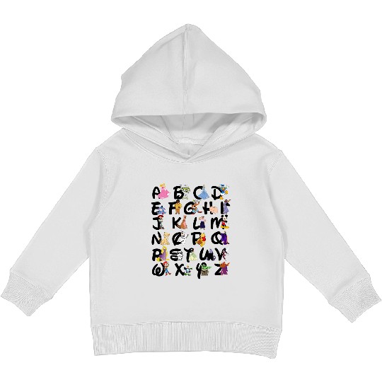 Disney Alphabet Characters Kids Pullover Hoodies, Disney Characters, Disney Teacher Kids Pullover Hoodies