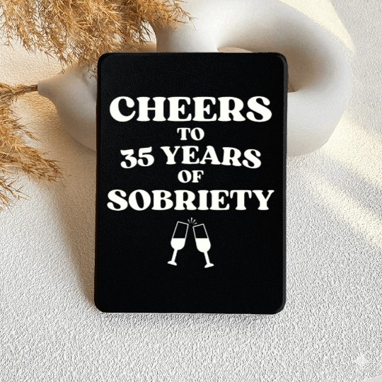 Cheers to 35 YEARS of Sobriety Sober Humor Fun Cel Kindle Cases