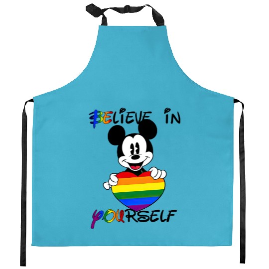 Believe In Yourself Mickey Couples Disney LGBT Pride Rainbow  Kitchen Aprons