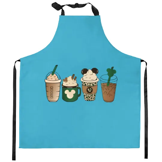 Disney St. Patrick's Coffee Kitchen Aprons, Mickey Shamrock Kitchen Aprons, St Patricks Day Disney Trip Kitchen Aprons