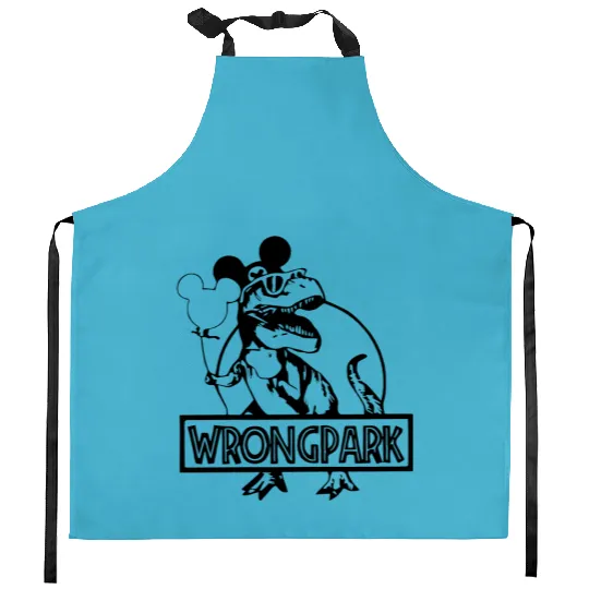 Jurassic Park Wrong Park Kitchen Aprons- Universal Studios Kitchen Aprons- Disney Kitchen Aprons- Custom Design Colors Available