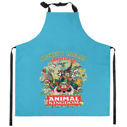 Disney Animal Kingdom Christmas Kitchen Aprons, Mickey & friends Safari mode Kitchen Aprons, Disney Park Kitchen Aprons, Disneyland Christmas Kitchen Aprons