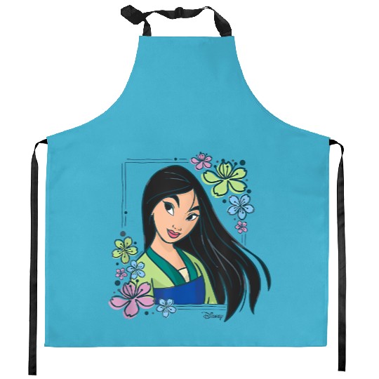 Mulan Flowers Kitchen Aprons, Mulan Kitchen Aprons, Disney Princess Kitchen Aprons