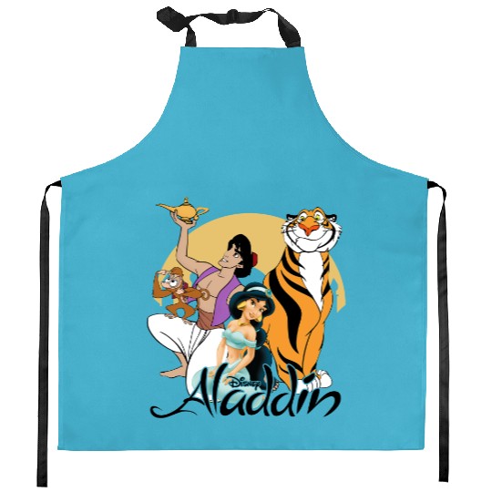 Retro Aladdin Squad Disney Kitchen Aprons, Aladdin Character Kitchen Aprons