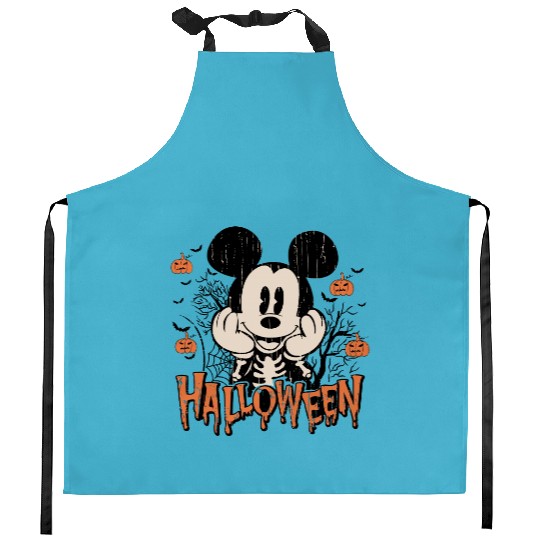 Vintage Mickey Halloween Kitchen Aprons, Disneyland Halloween Kitchen Aprons, Disneyworld Halloween Kitchen Aprons, Retro Magic Kingdom Kitchen Aprons, Disney Family Kitchen Aprons
