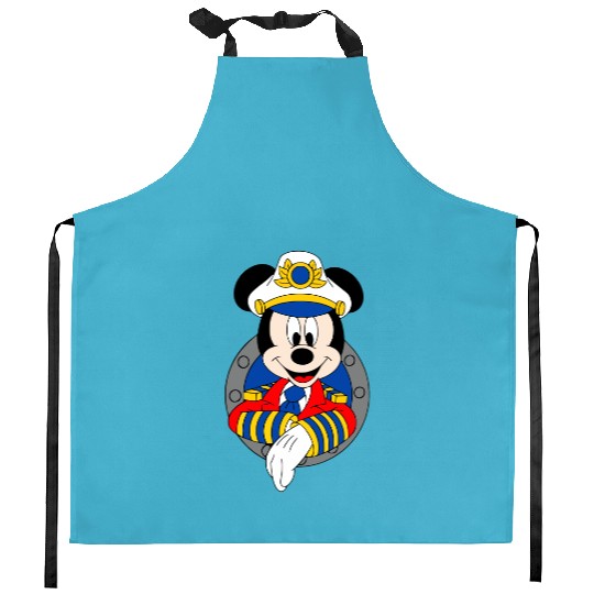 Mickey Mouse  Cruise Captain Kitchen Aprons, Disney Cruise Trip Kitchen Aprons
