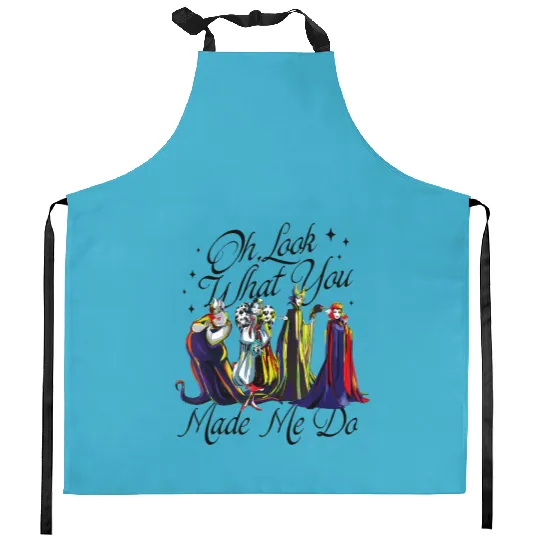 Evil Queen Malificent Cruella Ursula Kitchen Aprons, Disney Villains Kitchen Aprons