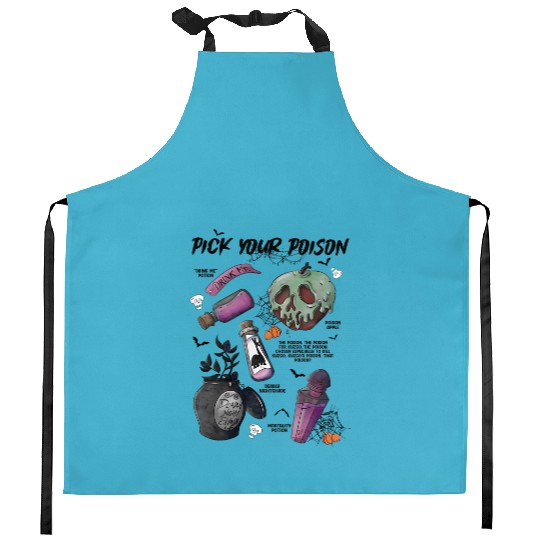 BVintage Retro Pick Your Poison Disney Halloween  Kitchen Aprons, Disney Villains