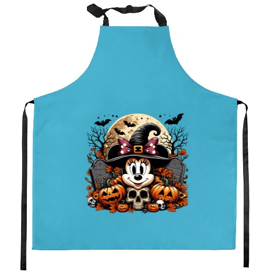 Minnie Mouse Halloween Kitchen Aprons, Minnie Pumpkin Kitchen Aprons, Disney Spooky