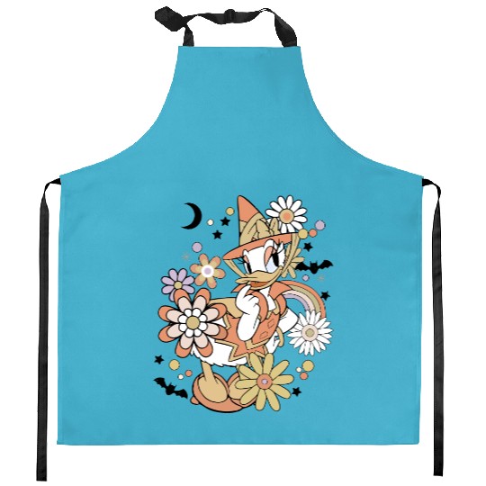 Daisy Duck Floral Halloween Kitchen Aprons, Vintage Disney Halloween Kitchen Aprons