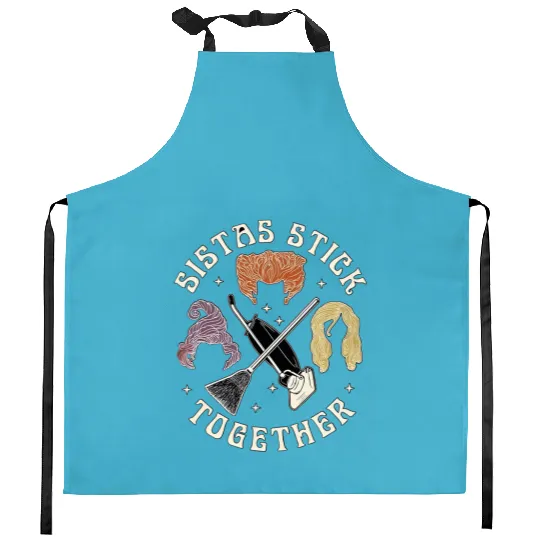 Disney Hocus Pocus Sistas Stick Together Kitchen Aprons, Sanderson Sisters Halloween Kitchen Aprons