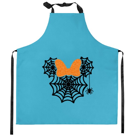 Minnie Mouse Spider Web Halloween Kitchen Aprons, Disney Halloween Kitchen Aprons, Minnie Mouse Halloween Kitchen Aprons, Mickey Halloween Kitchen Aprons,Halloween Spider Web Kitchen Aprons