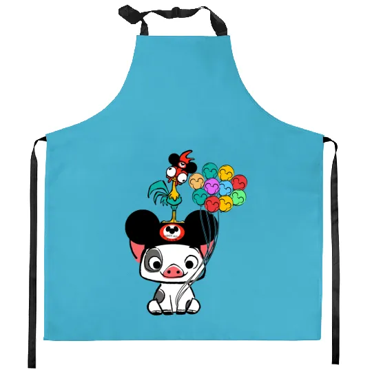 Retro 90s Disney Moana Pua And Hei Hei Vacay Mode Mickey Balloon Kitchen Aprons