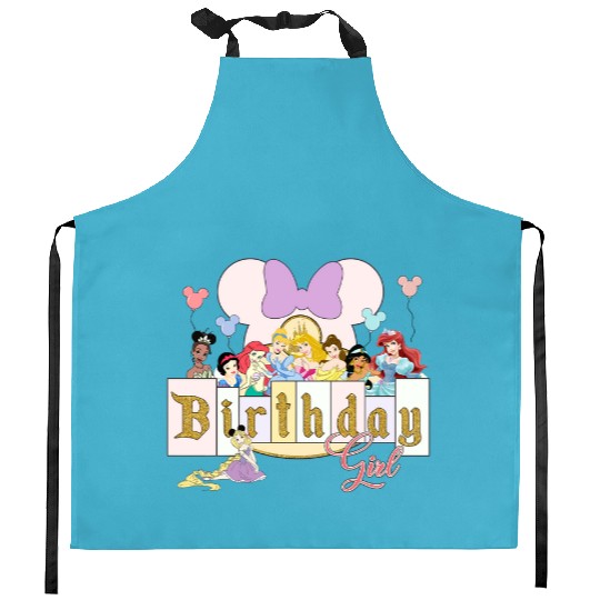 Disney Birthday Girl Kitchen Aprons, Disney Princess Birthday Kitchen Aprons, Disneyland Birthday