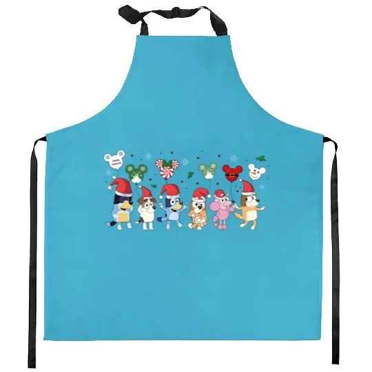 BlueyDad Christmas Kitchen Aprons, Cute BlueyDad Holiday Kitchen Aprons, Disney Christmas Kitchen Aprons
