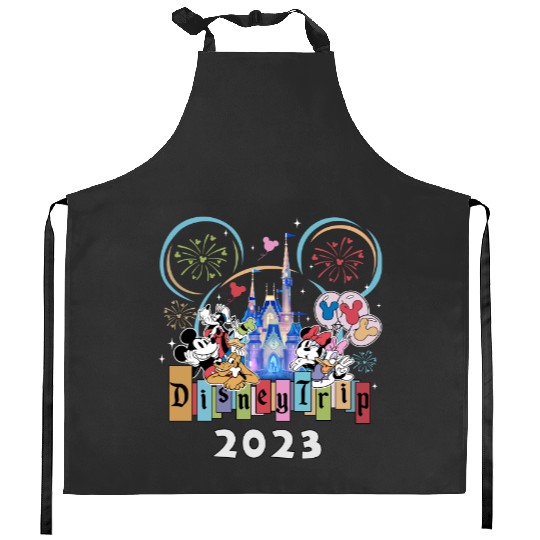Disney Trip 2023 Family Kitchen Aprons, Mickey And Friends 2023 Kitchen Aprons