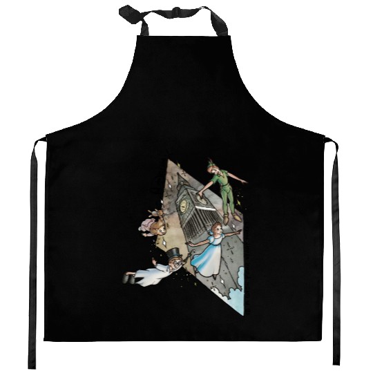 Retro 90s Disney Peter Pan Darling Flight Neverland Kitchen Aprons, Disney Never land map