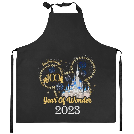 Disney 100th Anniversary Kitchen Aprons, Magic Kingdom Kitchen Aprons, Mickey Ears Anniversary Kitchen Aprons