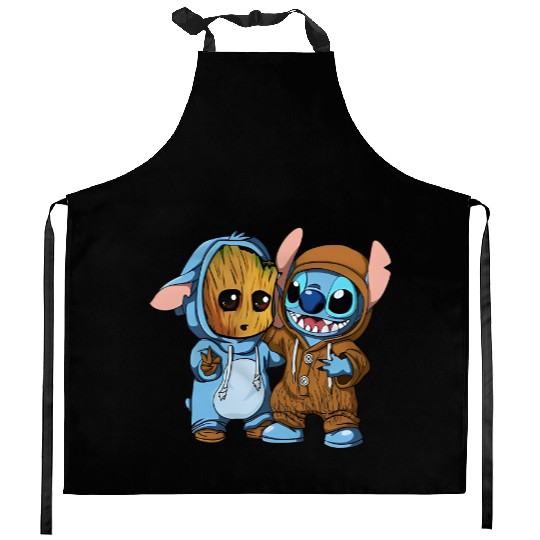 Disney Groot and Stitch Friends Funny Kitchen Aprons