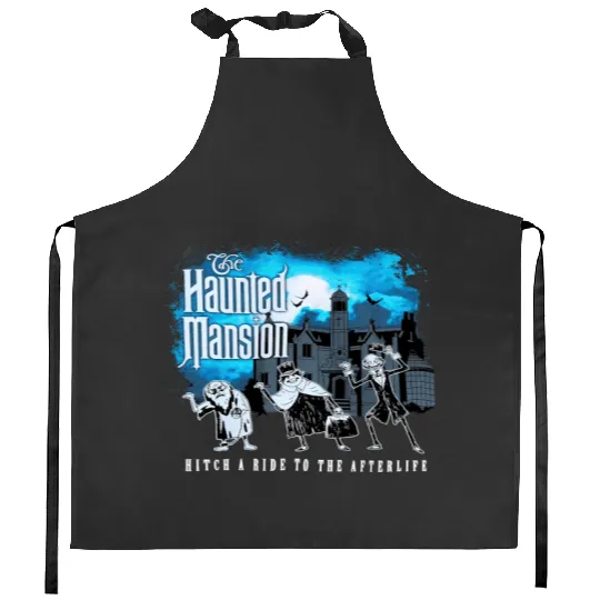 Hitch A Ride To The Afterlife Hitchhiking Ghosts Kitchen Aprons, Disney The Haunted Mansion Kitchen Aprons