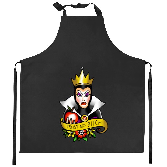 Get Here The Evil Queen Trust No Bitch T-Shirt, Snow White Disney Tee Kitchen Aprons