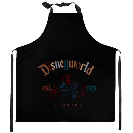 Retro Disneyworld Mickey And Friends Kitchen Aprons